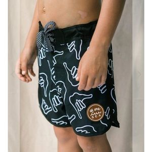 🌊 Of One Sea 🌊 Boys Townshort Swim Trunks Black Shaka Sz 26 (L)